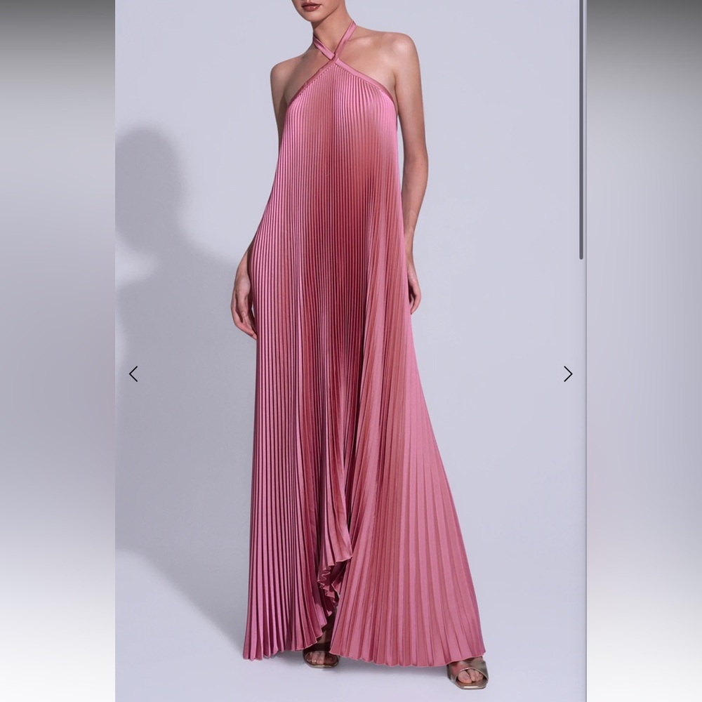 L’IDEE Halter Neck Pleated Deesse Gown